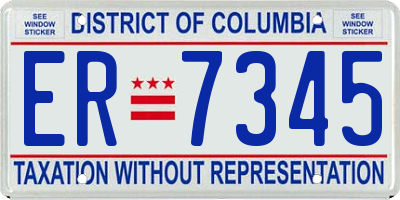 DC license plate ER7345