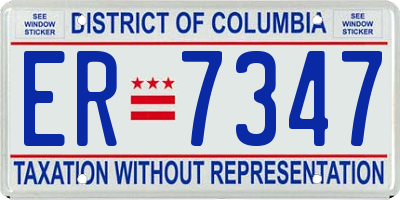 DC license plate ER7347