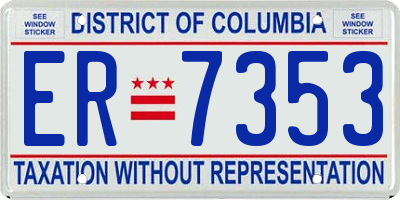 DC license plate ER7353