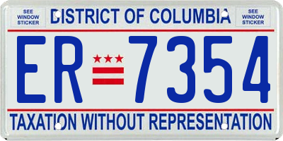 DC license plate ER7354