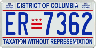 DC license plate ER7362