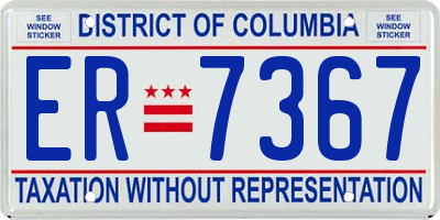 DC license plate ER7367