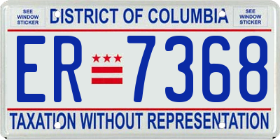 DC license plate ER7368
