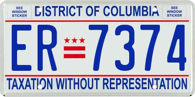 DC license plate ER7374