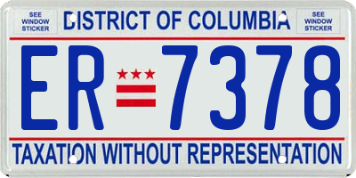 DC license plate ER7378