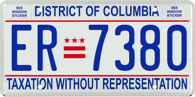 DC license plate ER7380