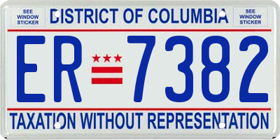 DC license plate ER7382