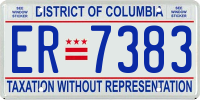 DC license plate ER7383