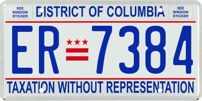 DC license plate ER7384