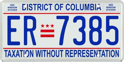 DC license plate ER7385