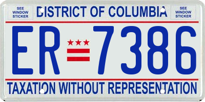 DC license plate ER7386