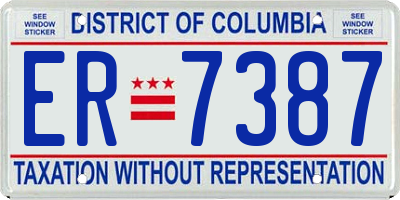 DC license plate ER7387