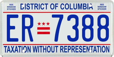 DC license plate ER7388