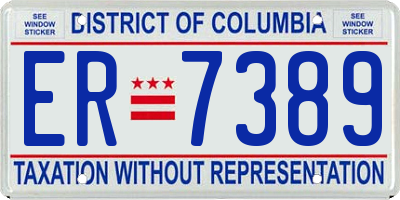 DC license plate ER7389