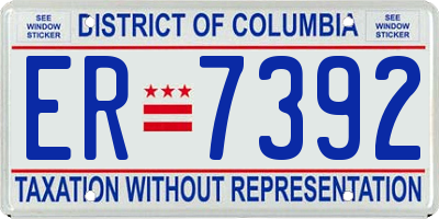DC license plate ER7392
