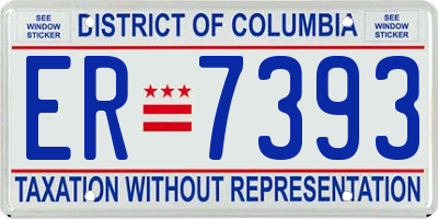 DC license plate ER7393