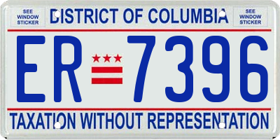 DC license plate ER7396