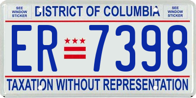 DC license plate ER7398