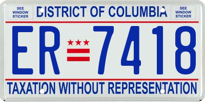 DC license plate ER7418