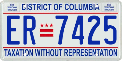 DC license plate ER7425
