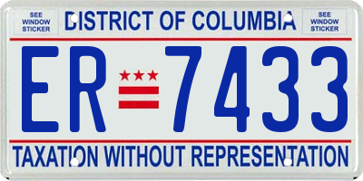 DC license plate ER7433