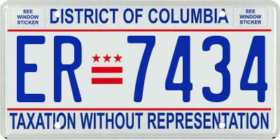 DC license plate ER7434