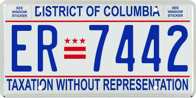 DC license plate ER7442