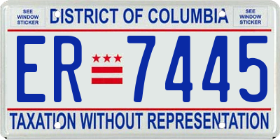 DC license plate ER7445