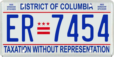 DC license plate ER7454