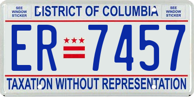DC license plate ER7457