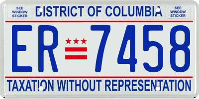 DC license plate ER7458