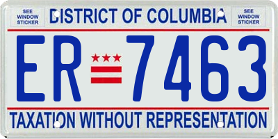 DC license plate ER7463