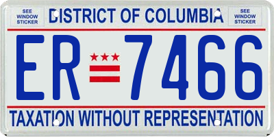 DC license plate ER7466