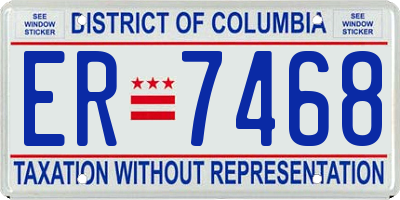DC license plate ER7468