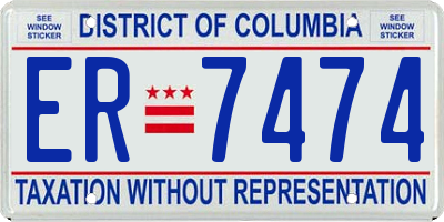 DC license plate ER7474