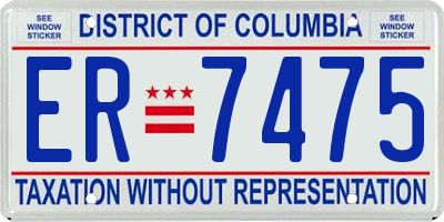 DC license plate ER7475