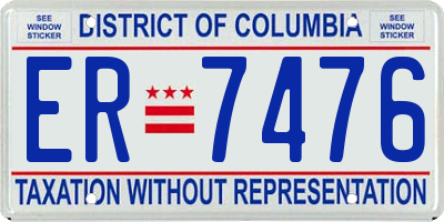 DC license plate ER7476