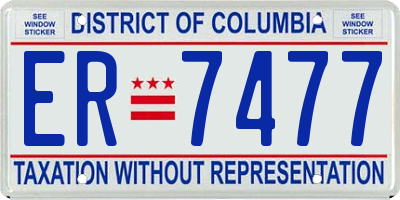 DC license plate ER7477
