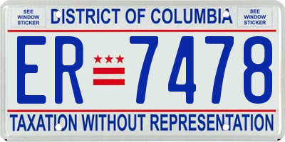DC license plate ER7478