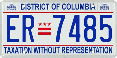DC license plate ER7485
