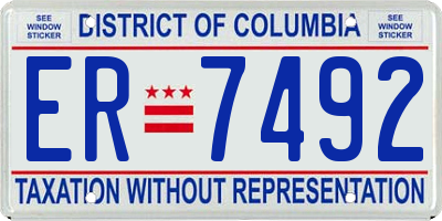 DC license plate ER7492