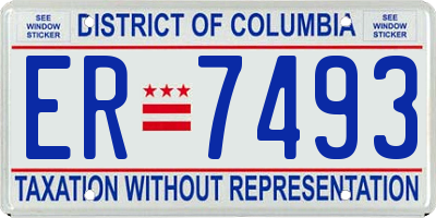 DC license plate ER7493