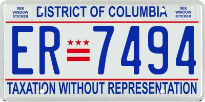 DC license plate ER7494