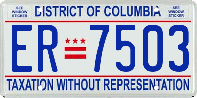 DC license plate ER7503