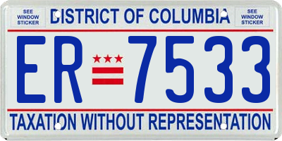 DC license plate ER7533