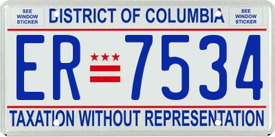 DC license plate ER7534