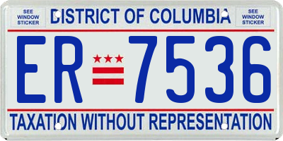 DC license plate ER7536