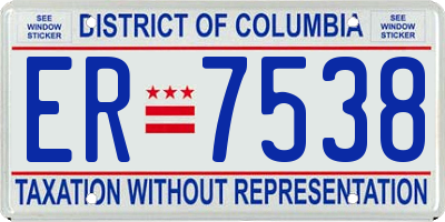 DC license plate ER7538