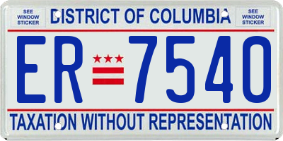 DC license plate ER7540