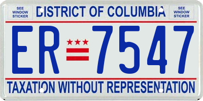 DC license plate ER7547